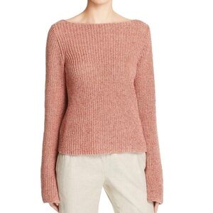 Theory Lalora linen cotton carmine red knit sweater